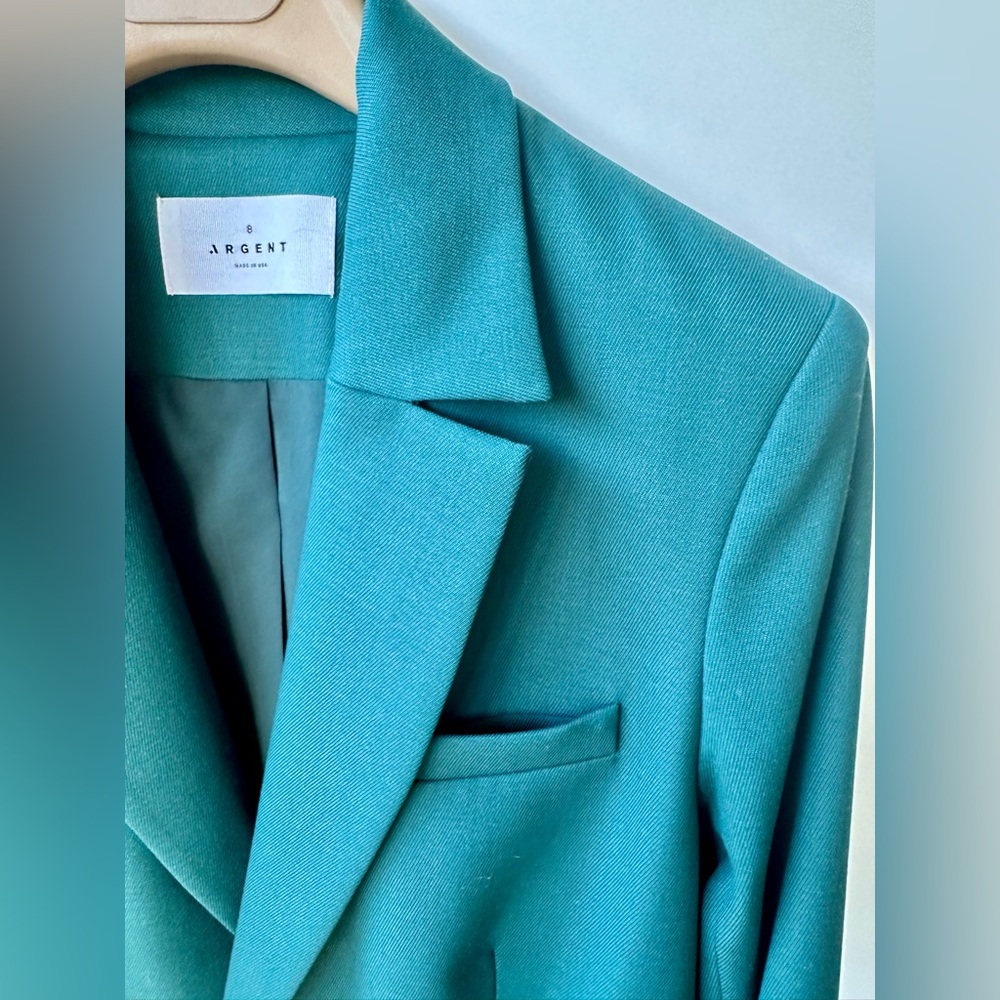EUC Argent Colorblocked Single Button Blazer Wool Green/Blue Jacket, size 8 - Picture 10 of 15